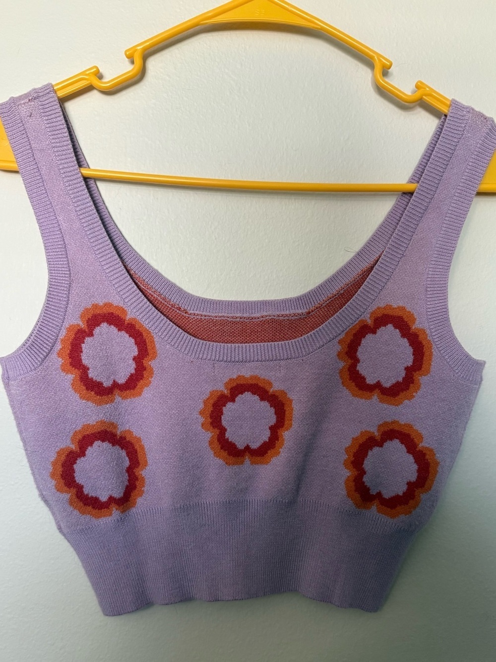 Bailey Rose Floral Knit Crop Tank Small | Retro Y2K Daisy Sweater Vest Top